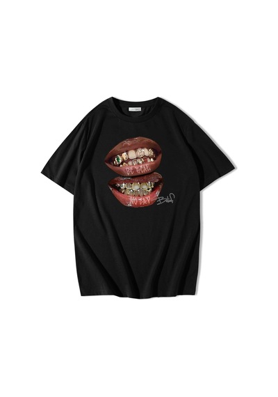 Brz Collection Be Real No Cap Grillz Tee T-shirt Siyah Siyah