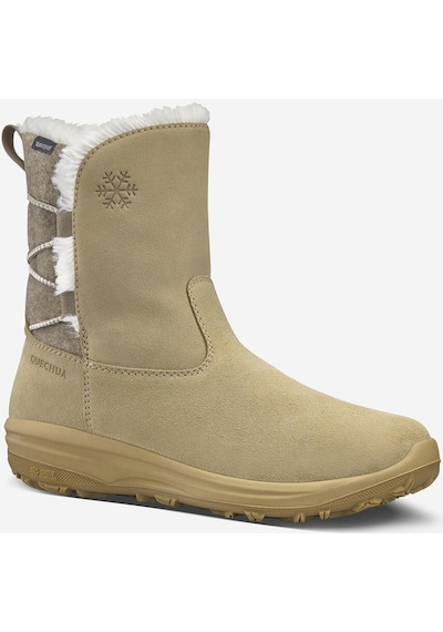 Decathlon Kadın Su Geçirmez Outdoor Deri Kar Botu - Bej - Sh500 Kum