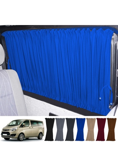Pandami Ford Custom Uzun Şase 2012+ Uyumlu Mavi Raylı Oto Perde Takımı