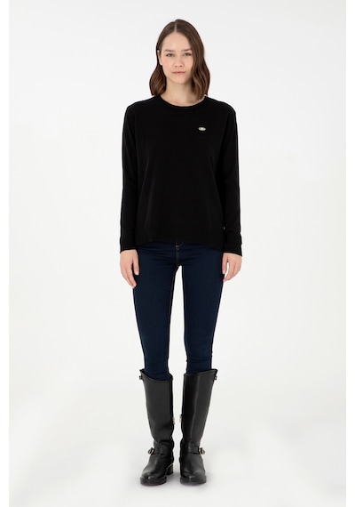 U.S. Polo Assn. Kadın Siyah Basic Bisiklet Yaka Kazak 50288951-VR046