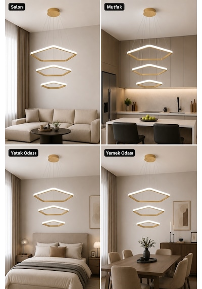 AvizeGO Titan 3'lü Led Sarkıt Avize Beyaz Işık Eskitme