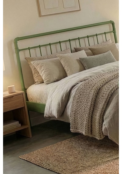 Unimet Odin Metal Karyola - Konik Geçme Konfor Destekli Latalı - 140x190/140x200/160x200/180x200 Yeşil Unimet Odin Metal Karyola - Konik Geçme Konfor Destekli Latalı - 140x190/140x200/160x200/180x200 Yeşil