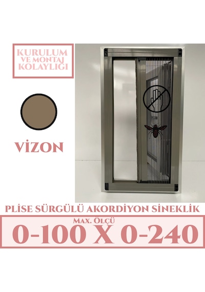 Plise Akordiyon Sineklik En:0-100 X Boy:0-240 Tüm Kapı Çeşitleri