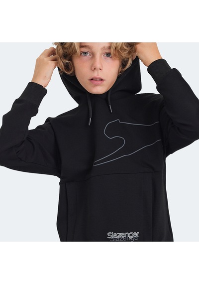 Slazenger LINK Çocuk Kapüşonlu Cepli Siyah Sweatshirt