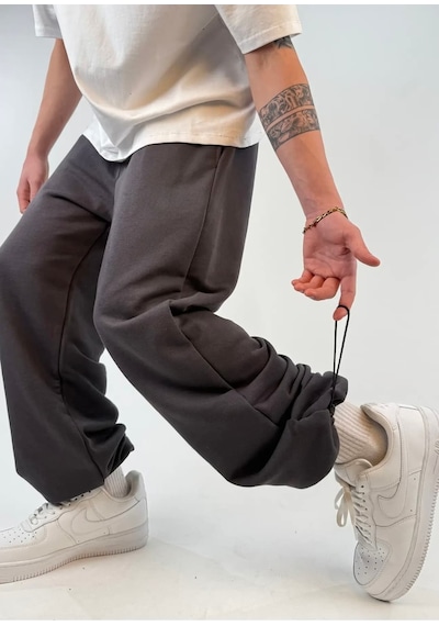 Zaee Yazlık Basic Ayarlanabilir Paça Baggy Eşofman Altı Füme