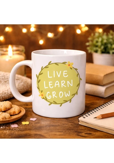 Northcity Yaşa, Öğren, Geliş Motivasyon Kupası Live Learn Grow Porselen Kahve Kasesi Pursel