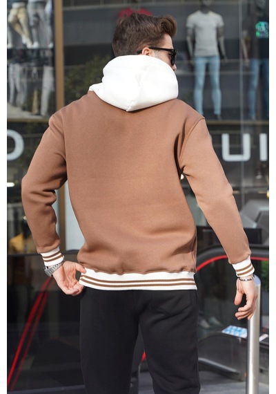 Madmext Kahverengi Oversize Kapüşonlu Sweatshirt 6139-kahverengi Kahverengi