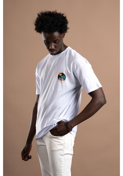 Fbı Yarım Oversize Hafif Bol Kesim Arkası Baskılı Pamuklu T-shirt 001
