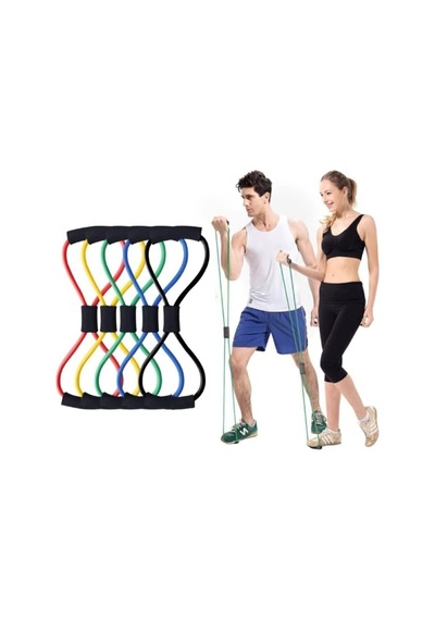 Pekial Egzersiz Spor Pilates Yumuşak Sünger Saplı Direnç Lastiği, Yeşil Çok Renkli
