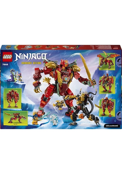 LEGO® NINJAGO® Wyldfyre'ın Dönüşen Ejderha Robotu 71868 - 9 Yaş Üzeri Çocuklar için Ejderha Figürü Oyuncak Yapım Seti (821 Parça)