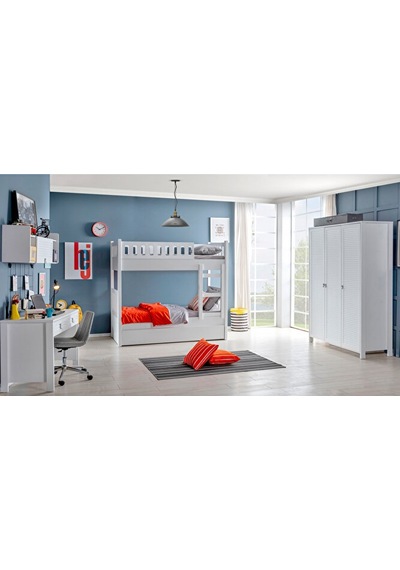 Loren 3 Kapılı Dolap, Bebek ve Genç Odası Dolap Beyaz