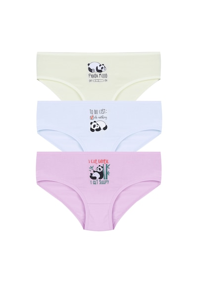 Kız Çocuk 3'lü Penguen Desenli Slip 1050 Yeşil
