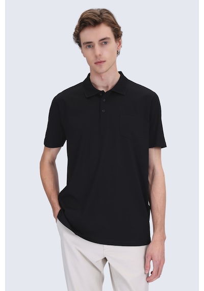 Hatemoğlu Siyah Regular Fit Polo Yaka 100% Pamuk Merserize Tişört