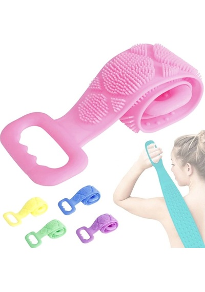 Banyokesesi Silikon Esnek Sağlıklı Masaj Etkili Kir Temizleyici Banyo Sırt Kesesi Çift Taraflı 70 C Çok Renkli