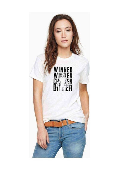 Pubg Winner Baskılı Beyaz Kadın Tshirt