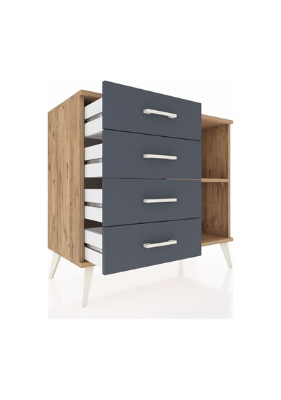 Hyperion Şifonyer Tek Raflı 4 Çekmeceli 88x44x80 Çam-çam/antrasit Çam/antrasit Hyperion Şifonyer Tek Raflı 4 Çekmeceli 88x44x80 Çam-çam/antrasit Çam/antrasit