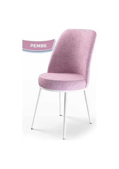 Canisa Concept Dexa Serisi Pembe Renk Sandalye Mutfak Sandalyesi, Yemek Sandalyesi Ayaklar Beyaz Pembe/beyaz Ayaklı