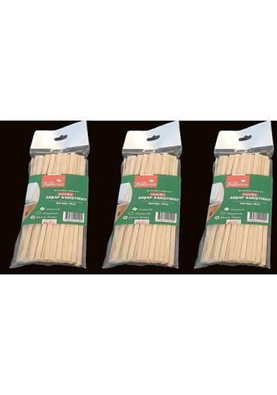 3'lü Paket Ahşap Çay Ve Kahve Karıştırıcı 3 X 50 Adet - Toplam 150 Adet Doğal Tahta Karıştırıcı Çubuk Ahşap - Beyaz