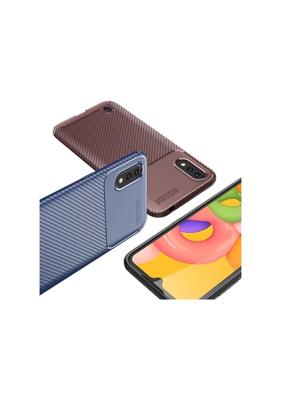 Samsung Uyumlu Galaxy A01 Kılıf Zore Negro Silikon Kapak-Kahverengi