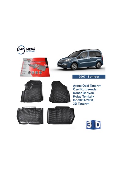 Citroen Berlingo 2007- Sonrası Rizline 3D Havuzlu Paspas