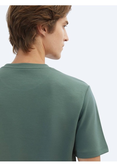 Kip Açık Yeşil Düz Bisiklet Yaka T-shirt Açik Yeşil