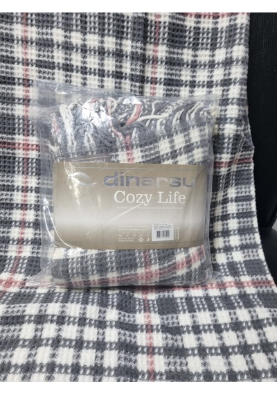 Dinarsu Cozy Life Pamuklu Skoç Tv Battaniyesi Maria Pembe Gri 130 X 170cm Gri - Pembe