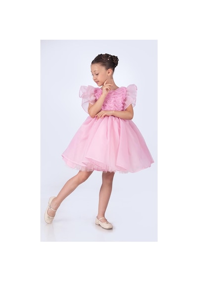 Mnk Baby & Kids Maronia Kız Çocuk Prenses Model Abiye Elbise - Pembe M00746