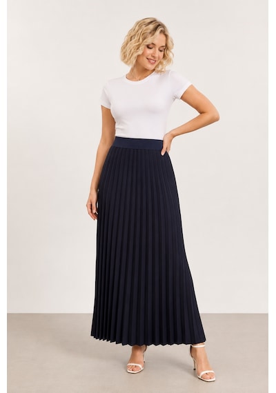 Bihan Store Yüksek Bel Beli Lastikli Akordiyon Piliseli Maxi Boy Etek 8940-kahve