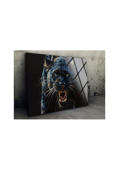 Panter Hayvanlar Vahşi Yaşam Asılmaya Cam Tablo Modern Sanat Tablosu Uv Baskılı Canlı Renkler Ev Ve İş Yeri Anlamlı Hediye Seçeneği