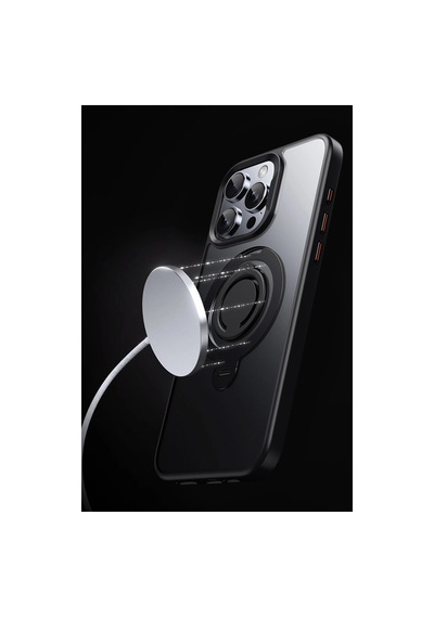 Joko Apple İphone 15 Pro Avatar 360 Dönen Magsafe Kapak - Siyah Düz Renkli