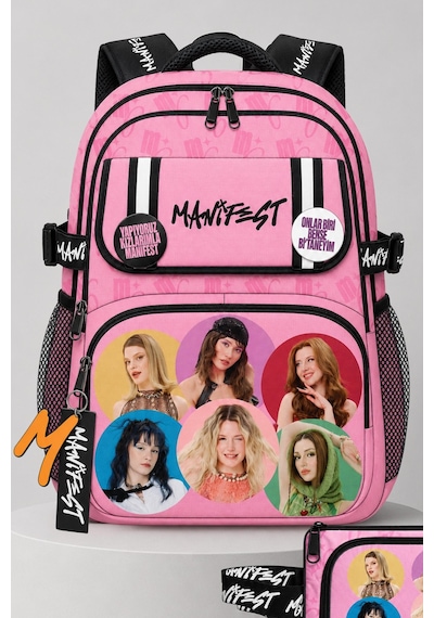 X Dekomus Lisanslı Manifest Toz Pembe Collection Okul Çantası Ve Kalem Çantası Seti Altın