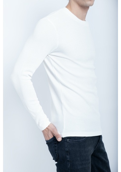 Sportuel Erkek Ekru 6511 Js 0 Yaka Basic Waffle Sweatshirt Jsswtk25e000008-ekru