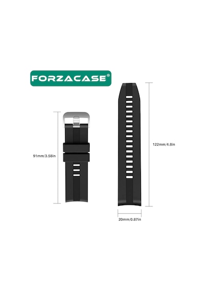 Forzacase Universal 20mm Akıllı Saatler İçin Tokalı Çizgi Desen Silikon Kordon Kayış - Fc1069