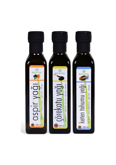 Bayvital Aspir Yağı + Çörek Otu Yağı + Keten Tohumu Yağı 3 x 250 ML