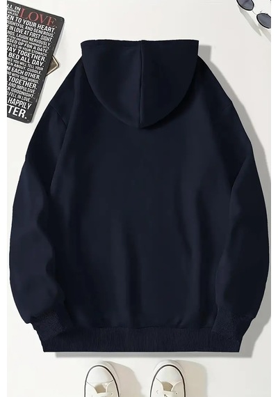 Duck Baskılı Oversize Sweatshirt Lacivert