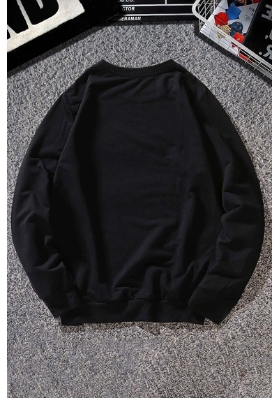 Unisex Tiger Bisiklet Yaka Sweatshirt Siyah