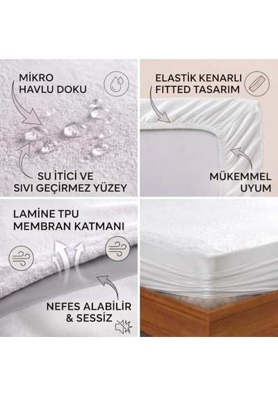 Fitted Su Sıvı Geçirmez Yatak Koruyucu Alez 100 200 Diğer