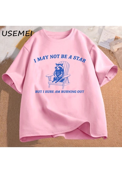 Flood Of Style Erkek Tişörtü Komik Grafik T Shirt Ben Bir Yıldız Olmayabilir Ama Eminim Dışarı Yanan Baskılı Pembe