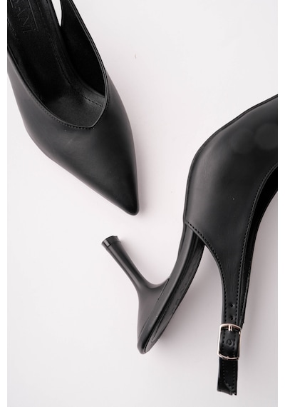 Esatsani Siyah Cilt Deri Sivri Burun Arka Açık 9 Cm Topuk Vısıon Stiletto Kadın Ayakkabı Siyah Cilt Deri Esatsani Siyah Cilt Deri Sivri Burun Arka Açık 9 Cm Topuk Vısıon Stiletto Kadın Ayakkabı Siyah Cilt Deri