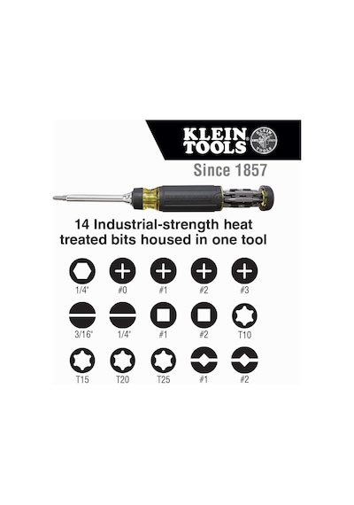 Klein Tools 32305 Çok Uçlu Cırcırlı Tornavida, 15'ı 1 Arada Alet,