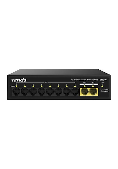 Tenda S110pc 10 Port 8 Port Poe+ 10-100 Mbps + 2 Port Uplink Swit