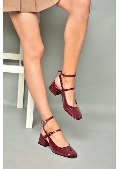 Fox Shoesp654137008 Bordo Rugan Mary Jane Alçak Topuklu Kadın Ayakkabı Maryjane Bordo