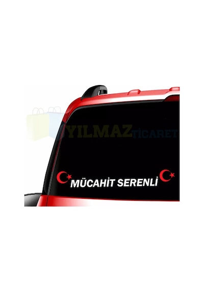 Kişiye Özel Isim Türk Bayrağı Oto Sticker Yapıştırma Etiket 2 Ad