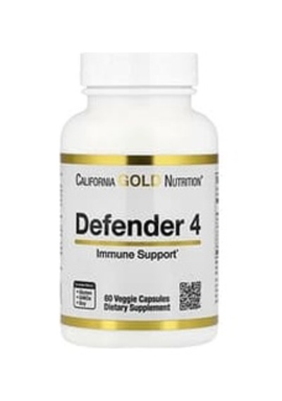 California Gold Nutrition, Defender 4, With Vitamin C, Vitamin D, Zinc & Selenium, 60 Veggie Capsules