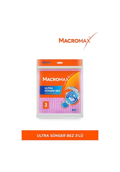 Ultra Sünger Bez 3'lü Paket, Ağırlığının 10 Katı Su Emen Yüksek Performanslı Mutfak Bezi Renkli