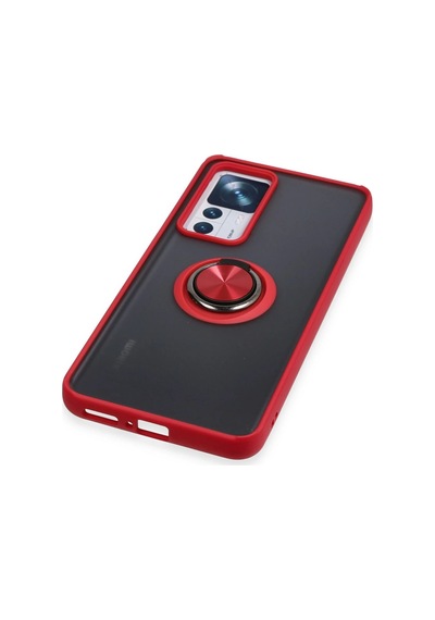 Newface Xiaomi Mi 12t Pro Kılıf Montreal Yüzüklü Silikon Kapak Glblseme - 81 - Kırmızı