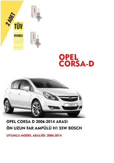 Opel Corsa D 2006-2014 Arası Ön Uzun Far Ampülü 2 Adet Sarı Ren