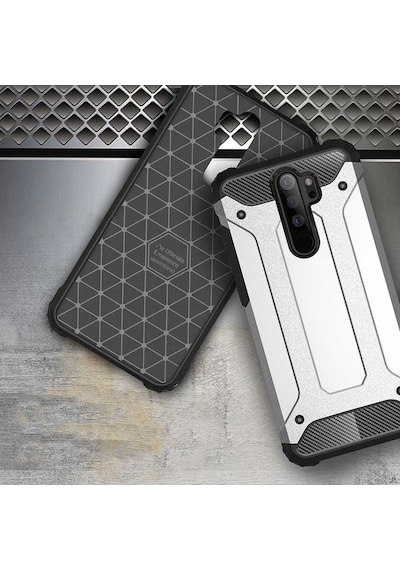 Noktaks - Xiaomi Uyumlu Xiaomi Redmi Note 8 Pro - Kılıf Çift Katman Zırh Tank Crash Military Kapak - Kırmızı