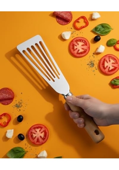 Bambu Saplı Paslanmaz Çelik Pizza Servis,kızartma Ve Izgara Spatulası,pişirme Çevirme Döndürme,kızartama Ve Izgara İçin Oluklu Spatula,pizza Servis Spatulası,velor Home. 0