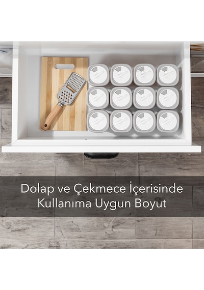 12'li Etiketli Ve Kilitlenebilir Hava Almaz Kapaklı Baharatlık Seti-baharatlık Saklama Kabı Bej